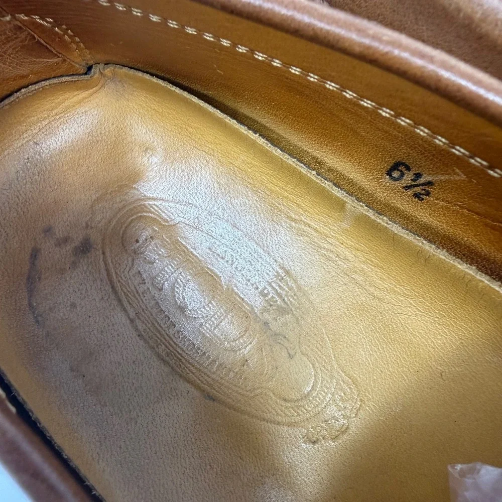 Tods Mens Size 6.5 UK 7.5 US Tan Leather Penny Loafers Made in Italy‎ Brown